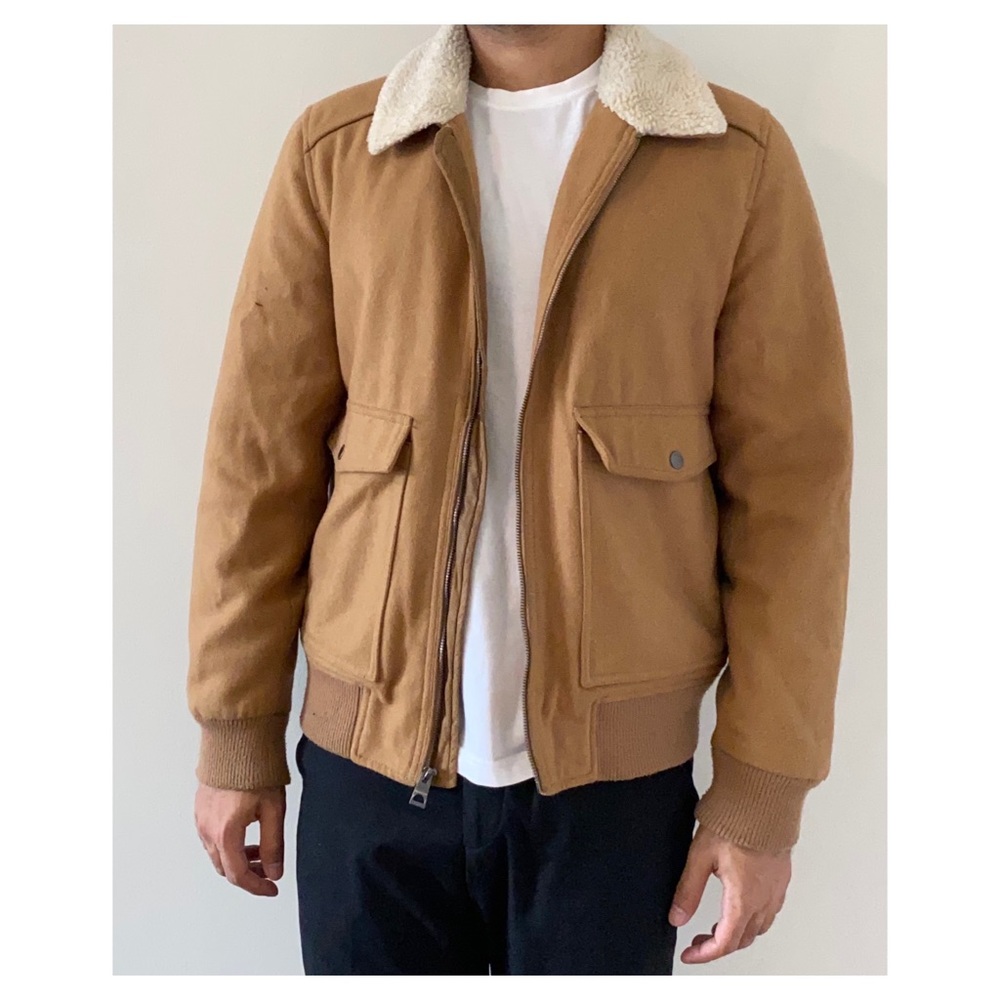 Guess Bomber Jacket with fleece collar, Size Medium